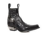 New Rock bezaaid zwart lederen western biker boots-7950-S1
