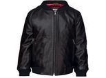 Zwart leren leren bomberjack voor kinderen, unisex varsity zwart (1-13 jaar)