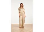 Smashed Lemon Wide leg pantalon met satijn-glans