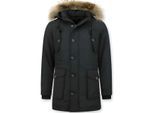 Tony Backer Lange winterjas met grote bontkraag