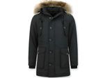 Tony Backer Lange winterjas met grote bontkraag