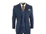 Heren 3-delig marineblauw tweed visgraat vintage klassiek pak