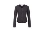 Strickjacke NÜBLER "Strickjacke Yvonne", Damen, Gr. XXL, schwarz (anthrazit), Obermaterial: 100% Baumwolle CO., Strickjacken Strickjacke