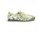 Laura Vita Damen-Sneaker Tivanao-05, gelb mit Blumenmuster, aus Leder, mit Reißverschluss