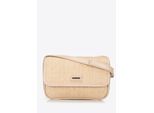 Wittchen Dames gevlochten crossbody tas met klep, klein, beige, polypropyleen