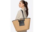 Wittchen Woman Damesmand van riet en eco-leer, beige en zwart, papierstro