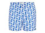 Regatta Heren Loras Geometrische Zwemshorts (Wit/Sonisch Blauw)