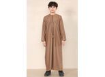 Bruine Thobe voor jongens, Emirati Jubba, islamitische kleding, kaftan, Eid-kwastjes