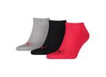 Puma Unisex Adult Invisible Socks (Pakket van 3) (Zwart/Rood/Grijs)