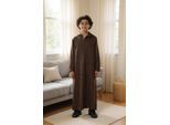 Kinderen Jongens Bruine Capuchon Eid Marokkaanse Jubba Gewaad Ramadan Eid Thobe LFS - K-HM12