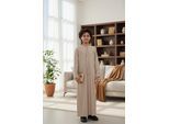 Kinderen jongens beige Ramadan Marokkaanse Jubba gewaad Djellaba Kaftan Eid Thobe LFS-K-TT-006