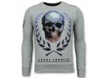 Local Fanatic Doodskop trui skull rhinestone sweater