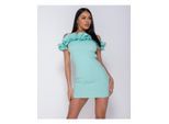 Parisian Ruffle detail bardot bodycon mini dress groen
