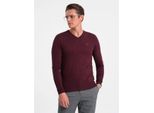 Ombre Heren v-hals sweater ribgebreide boorden bordeaux bs-0107bd