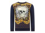 Montfleuri Sweater met print skull strass
