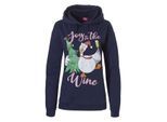Apollo Dames kersttrui met capuchon joy the wine hoodie kerst print