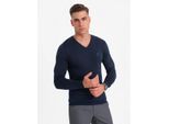Ombre Heren v-hals sweater ribgebreide boorden - bs-0107nv
