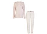 By Louise Dames pyjama set lang interlock roze/wit gestreept