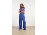 Smashed Lemon Blauwe broek met wijde pijpen en hoge taille