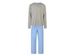 Phil & Co Heren pyjama set lang grijs/blauw gestreept