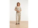 Smashed Lemon Beige broek met zwarte aztec print