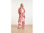 Smashed Lemon Wide leg broek met rood en roze bladprint