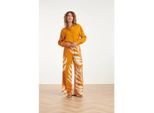 Smashed Lemon Wijde pantalon met botanische blad print oker geel