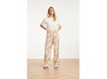 Smashed Lemon Wide leg pantalon met bloemprint beige/wit