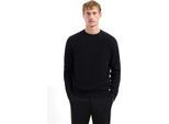 No Excess Pullover crewneck solid waffle knit black