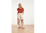Smashed Lemon Wijde pantalon met abstracte palm print roest en zand
