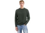 No Excess Pullover crewneck solid waffle knit dark green