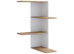 Mid.you Eckregal Balos, Weiß, Honigeiche, Holzwerkstoff, 2 Fächer, 45x77x45 cm, hängend, Wohnzimmer, Regale, Eckregale