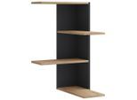 Mid.you Eckregal Balos, Schwarz, Honigeiche, Holzwerkstoff, 2 Fächer, 45x77x45 cm, hängend, Wohnzimmer, Regale, Eckregale