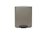 Brabantia Abfalleimer BO Treteimer, Grau, Kunststoff, 2 X 30 L, 54.1x65.2x36.3 cm, Küchen, Küchenausstattung, Mülleimer