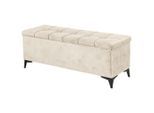 Modante Bettbank, Creme, Kunststoff, 2-Sitzer, 139x58x50 cm, Truhe im Sitz, Wohnzimmer, Hocker, Sitzhocker