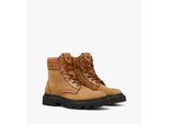 MCM Knöchelhohe Stiefel aus Nubukleder mit Monogramm-Print MEXFAMM02CO041