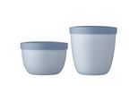 Lunchbox MEPAL "Snackpots Ellipse 350 & 500 ml 2er Set", blau (nordic blau), B:2cm H:2cm L:2cm Ø:10,7cm, Kunststoff, Lebensmittelaufbewahrungsbehälter, Lunchbox, Spülmaschinengeeignet, Mikrowellengeeignet (ohne Deckel)