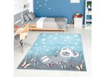 Kinderteppich CARPET CITY "ANIME916", blau, B:160cm H:11mm L:230cm, Polypropylen (PP), Teppiche, Kinderteppich, Kinderzimmer Teppich Modern mit Mond, Blumen, Wolken, Creme, Multi