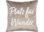 Dekokissen PAD "LETTERS", taupe, schriftzug, B:45cm L:45cm, Obermaterial: 100% Polyester, Dekokissen_Sitzkissen_Kissenhüllen, farbige Keder, mit Schriftzug, verschiedene Größen