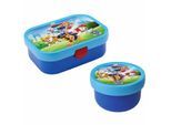 Lunchbox MEPAL "Obst- und Bentobox Paw Patrol Pups Campus 300 & 750 ml blau-hellblau", blau (blau, hellblau), B:2cm H:2cm L:2cm, Kunststoff, Lebensmittelaufbewahrungsbehälter, Lunchbox