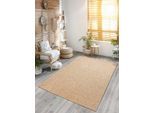 Teppich THE CARPET "Kansas", beige (natur), B:80cm H:1mm L:150cm, Polypropylen, Teppiche, Teppich, moderner robuster In und Outdoor Teppich Jute Look