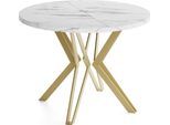 ESSTISCH Daisy runder ausziehbarer, Marmor Weiß 100-180/100/76 cm
