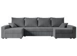 WOHNLANDSCHAFT mit Schlaffunktion und Bettkasten ALESIA-U 301x140x90 cm Grau Cord