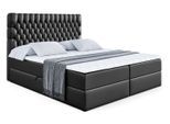 BOXBETT mit Matratze H4 und Lattenrost - SERENE - 120x200 - H4 - Schwarz Hochglanz