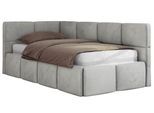 JUGENDBETT ARVO 90/200 - Hellgrau Velvet - Pocket-Matratze - Links Seite