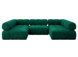 WOHNLANDSCHAFT modulares Sofa Garvo-U1 - 285x190x70 cm Dunkelgrün Velours