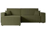 ECKSOFA mit Schlaffunktion und Bettkasten CELTIC-XL - 277x143x83 cm Grün Bouclé
