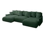 WOHNLANDSCHAFT mit Schlaffunktion und Bettkasten ONESK-U-v1 317x177x72 Grün Cord