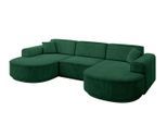WOHNLANDSCHAFT MARI-U1-v3 - 303x171x83 cm Dunkelgrün Velours