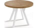 ESSTISCH Twixy runder ausziehbarer, Lancelot Eiche 90-170/90/76 cm
